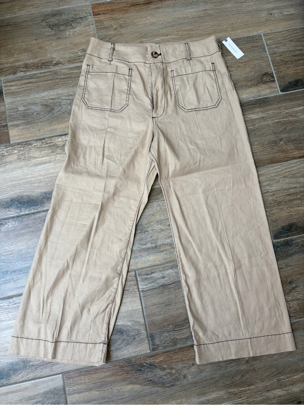 Maeve Colette khaki Wide-Leg crop Pants